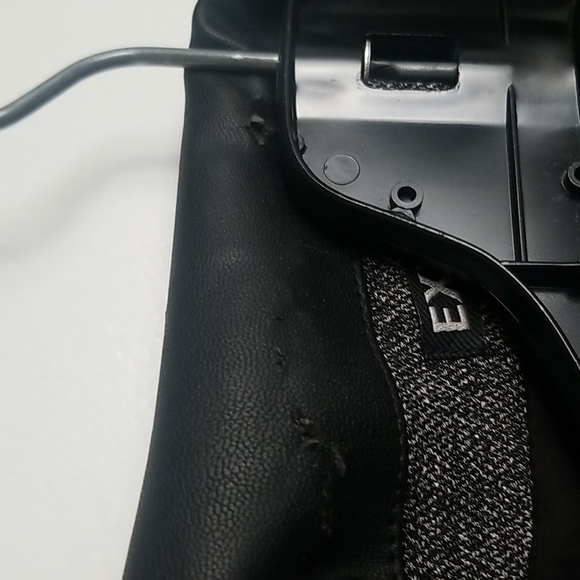 Express fitted Black and White/Gray Faux Leather on Collar Blazer - Picture 3 of 7